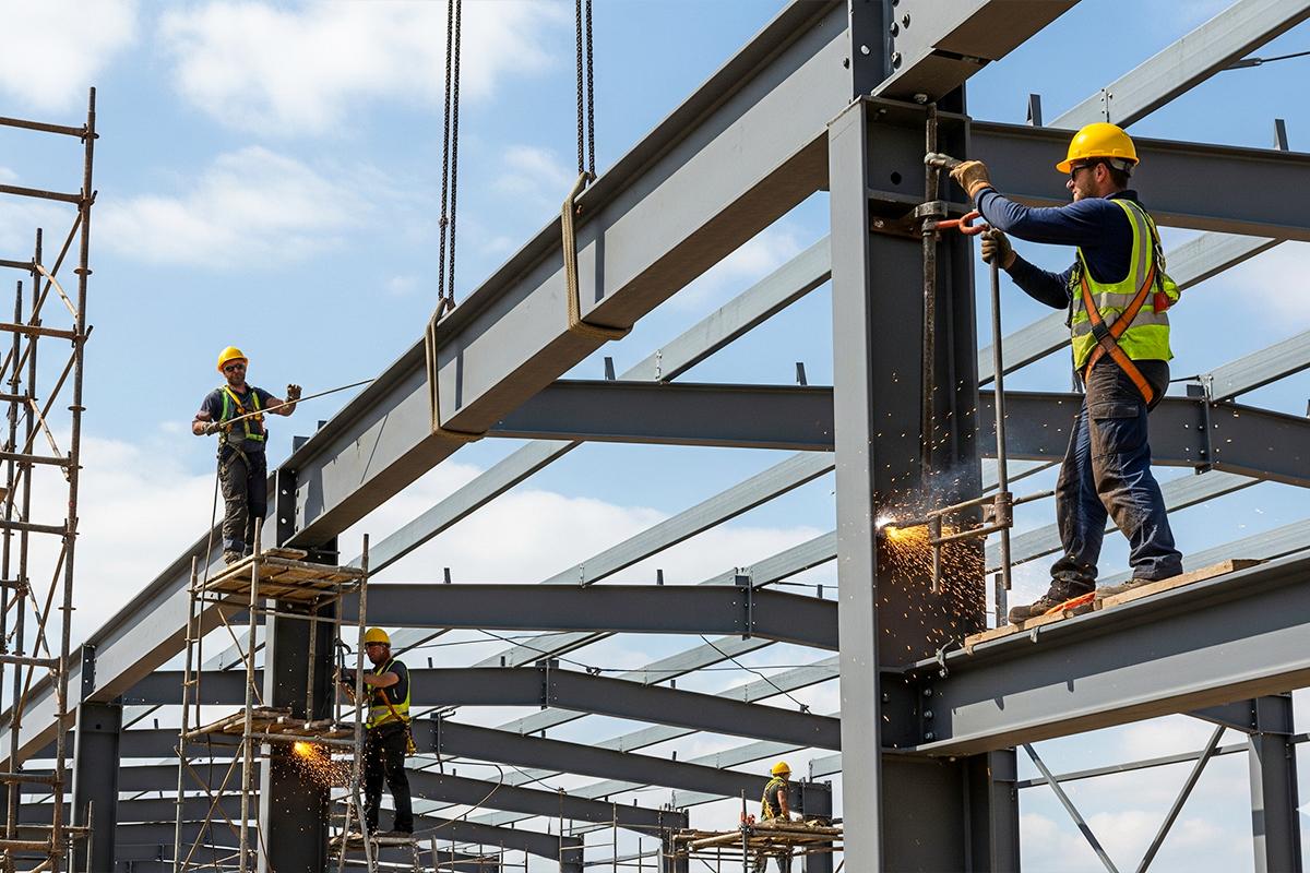 Industrial Warehouse Construction workers images